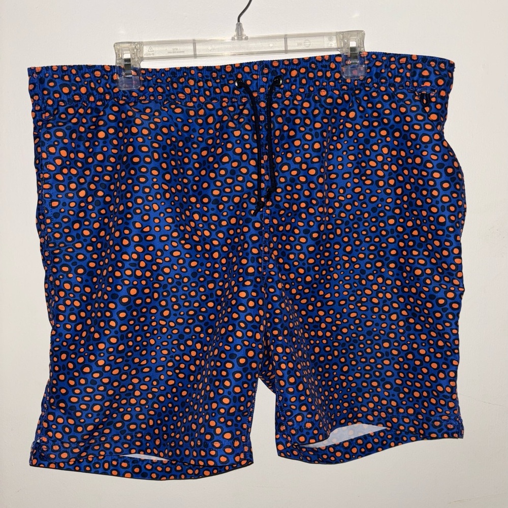 Lands’ End Men’s Swim Trunks Size Large Blue Orange Abstract Pool Beach Summer